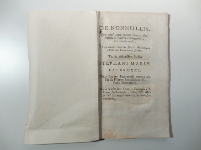 De nonnullis quae constitutae recens Pisanae Universitati sinistra contingerunt vel incommoda et quaenam interim fuerit Academica Doctrinae Umbralis forma. Tertia subcessiva studia...